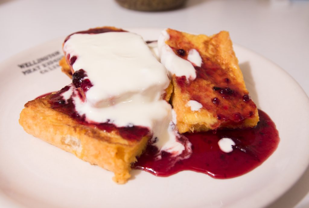 Pain perdu (French toast) with Maple Whiskey Syrup and greek yogurt